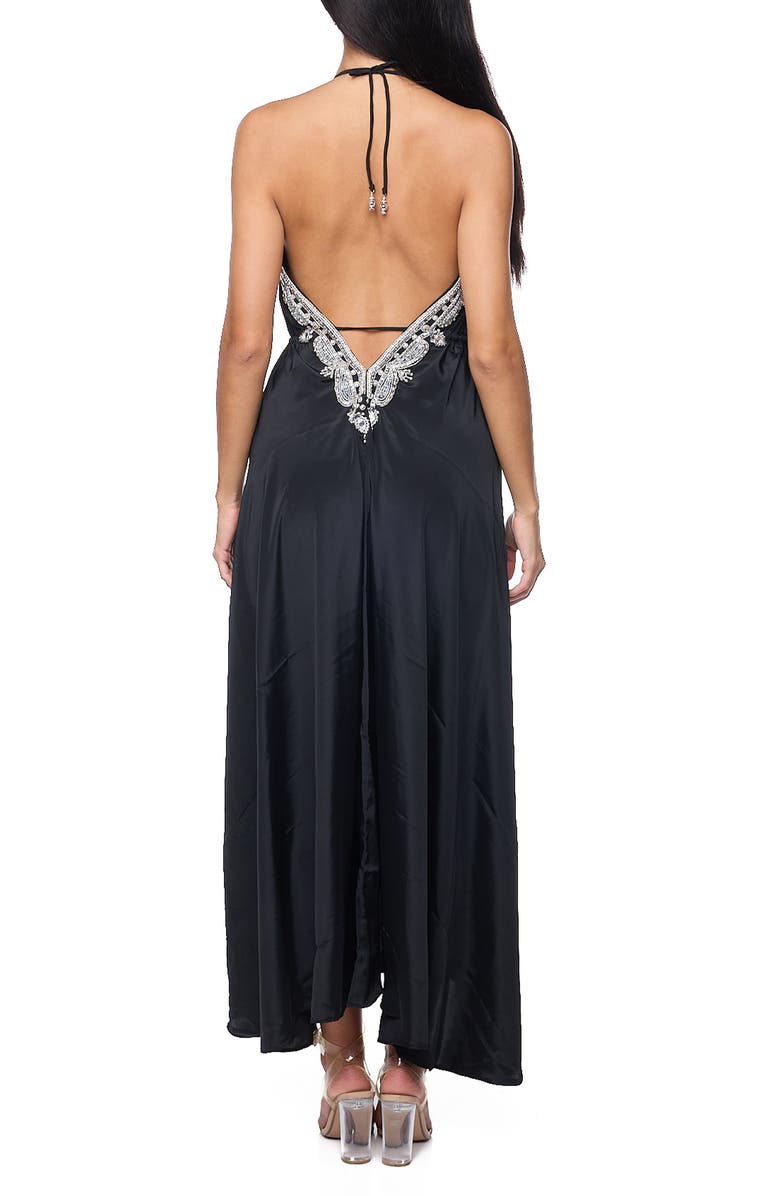 RANEES Embellished Halter Dress, Alternate, color, Black
