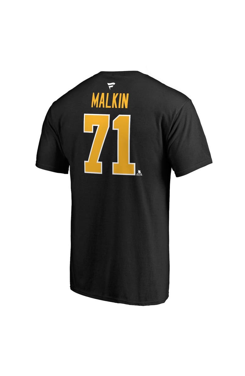 FANATICS Men's Fanatics Branded Evgeni Malkin Black Pittsburgh Penguins Authentic Stack Name & Number T-Shirt, Alternate, color, 