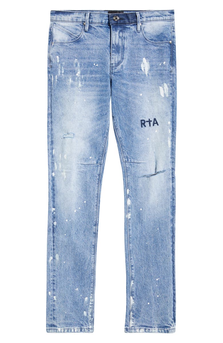 RtA Clayton Paint Splatter Ripped Skinny Jeans, Main, color, Distressed White Paint