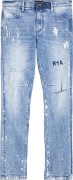 RtA Clayton Paint Splatter Ripped Skinny Jeans