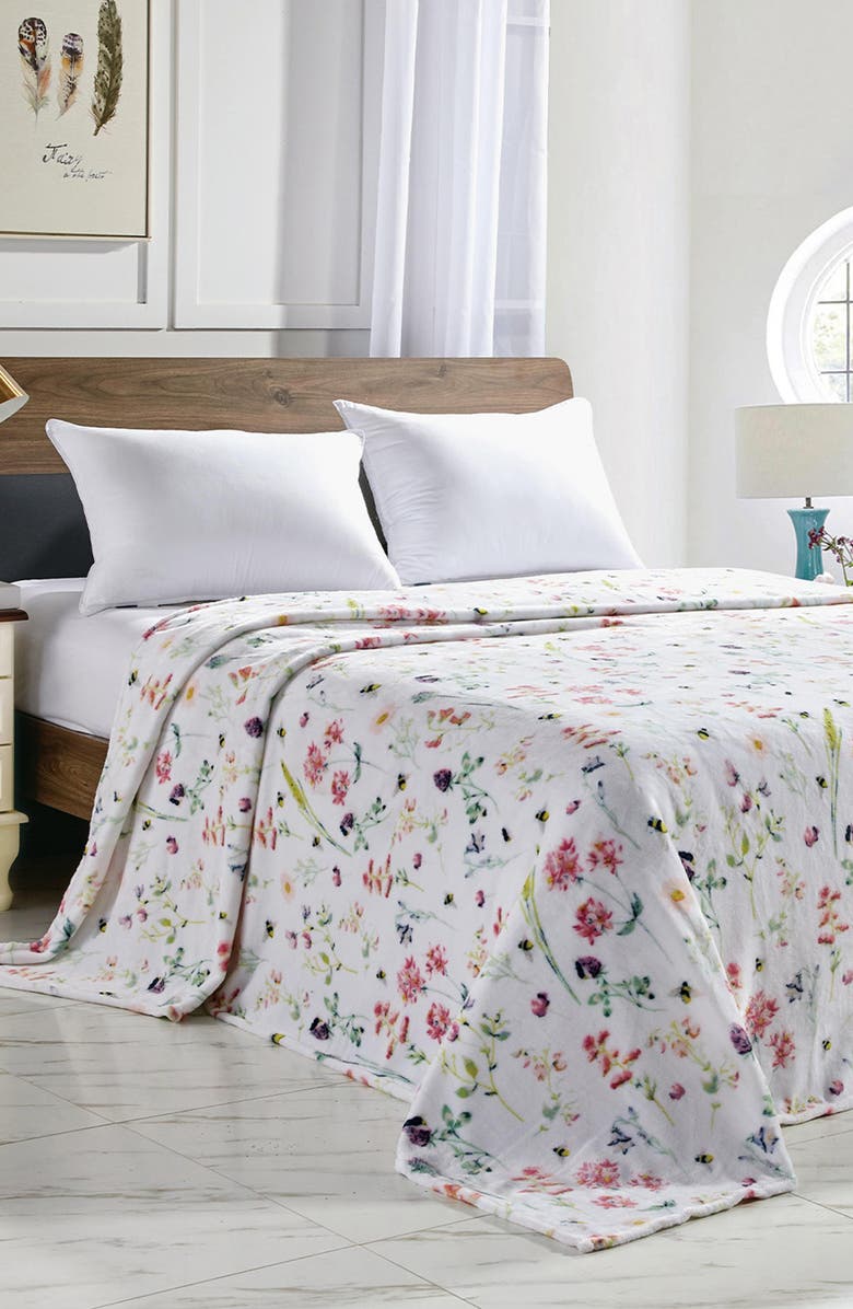 Luxury Home Floral Fleece Throw Blanket, Alternate, color, Bloom