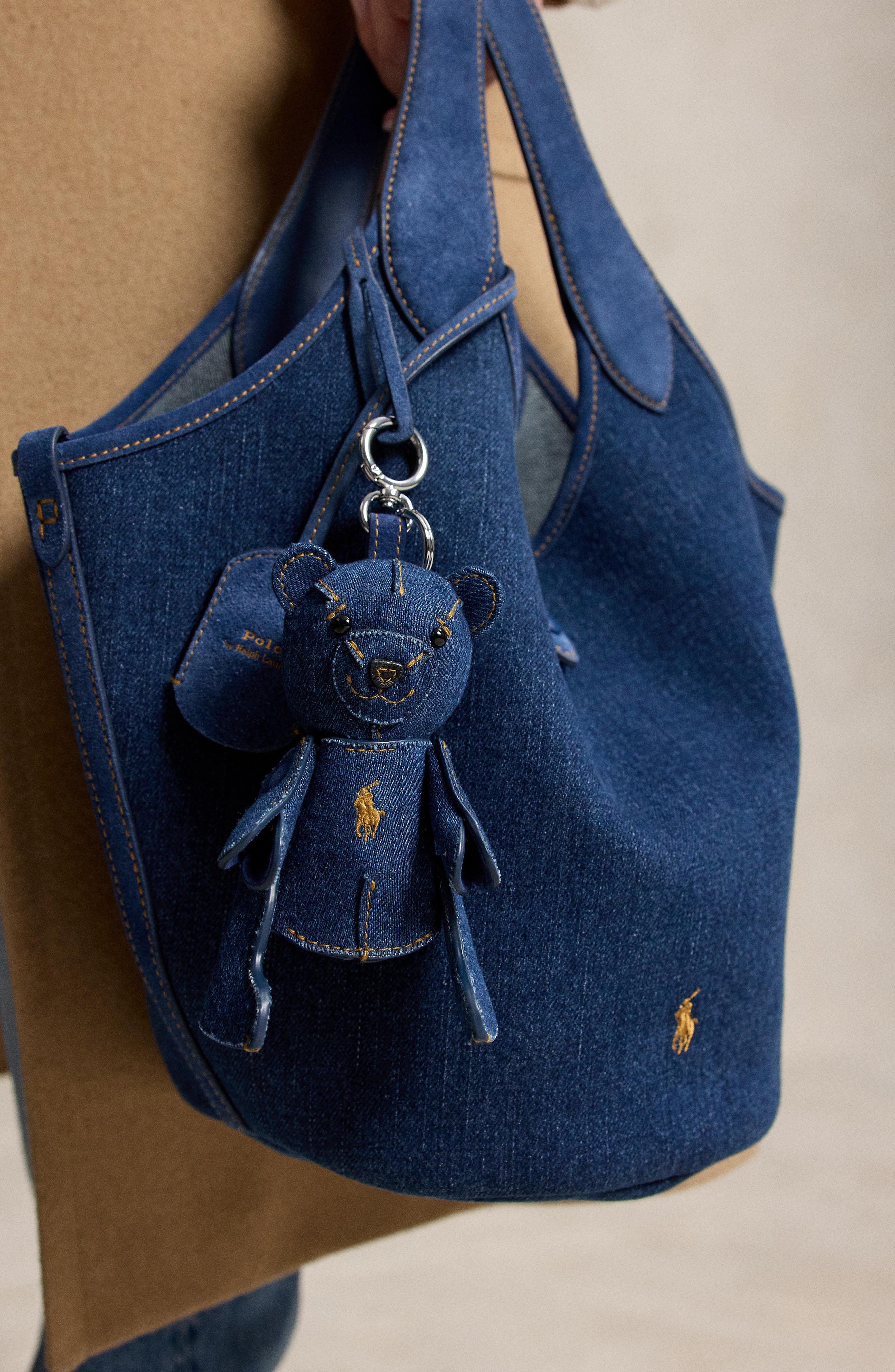 Polo Ralph Lauren Denim Bear Charm, Alternate, color, Blue