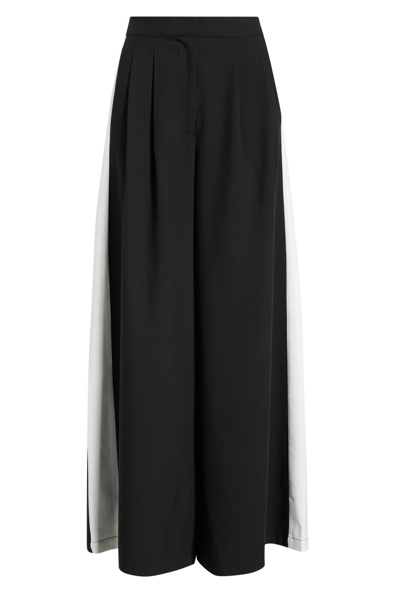 Pleated Wide Leg Pants, Alternate, color, BLACK / ARCADIAN IVORY