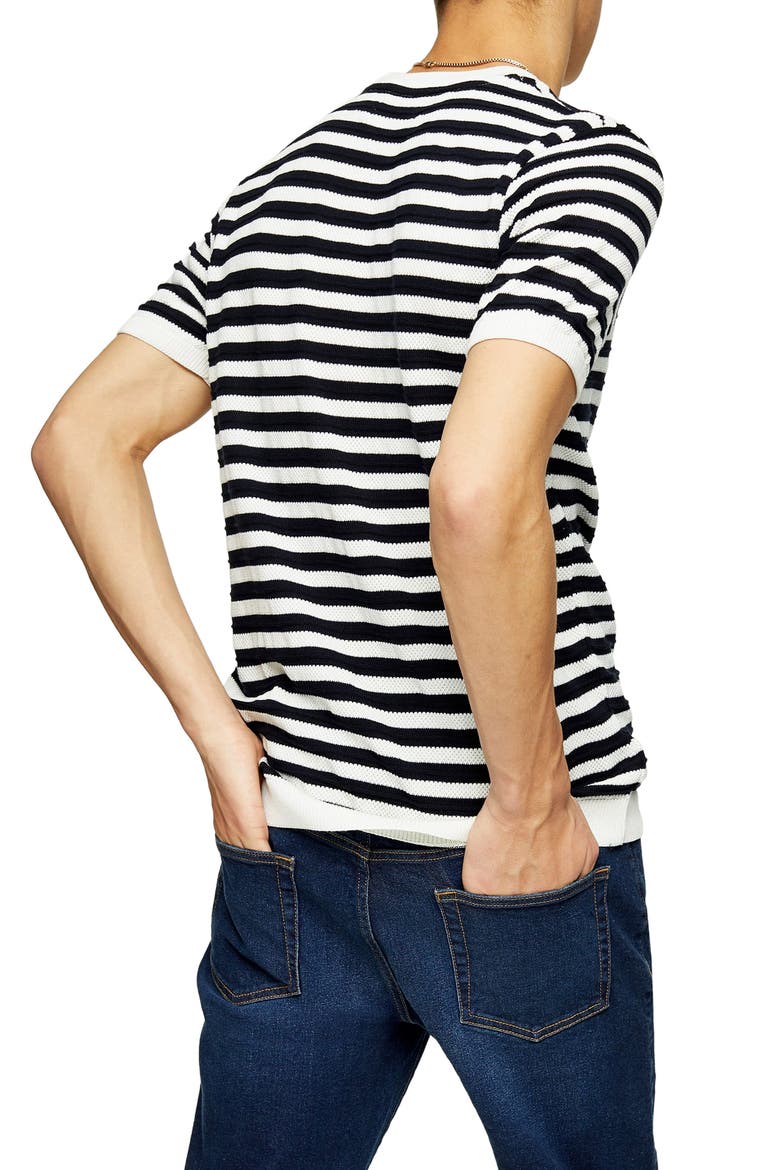 Stripe Knit T-Shirt, Alternate, color, NAVY MULTI