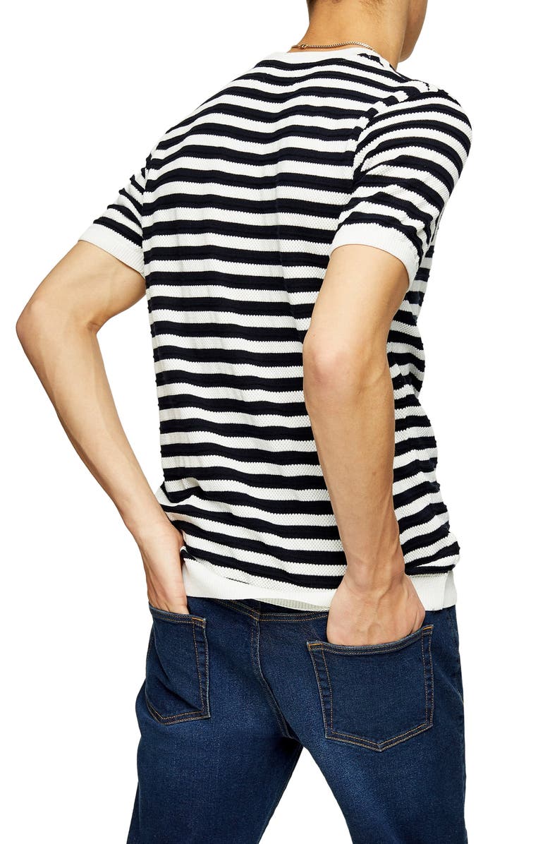 Topman Stripe Knit T-Shirt, Alternate, color, 