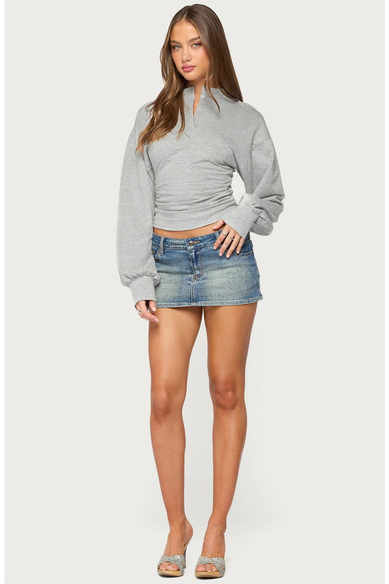 Diya Puff Sleeve Henley T-Shirt, Alternate, color, GRAY-MELANGE