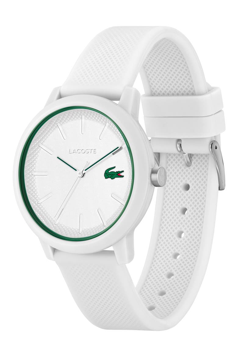 12.12 Silicone Strap Watch, 42mm, Alternate, color, WHITE