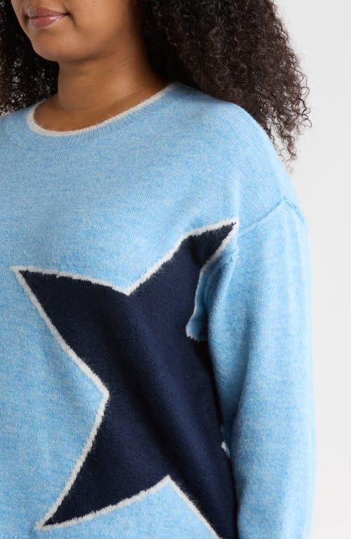 Vince Camuto Star Detail Crewneck Sweater In Blue