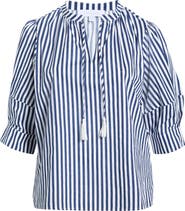 SUGARLIPS Glenda Stripe Irina Tie Split Neck Top