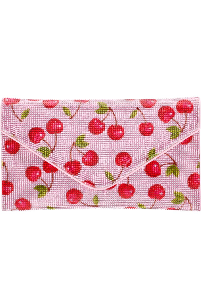 Nina Cherry Print Crystal Envelope Clutch, Main, color,