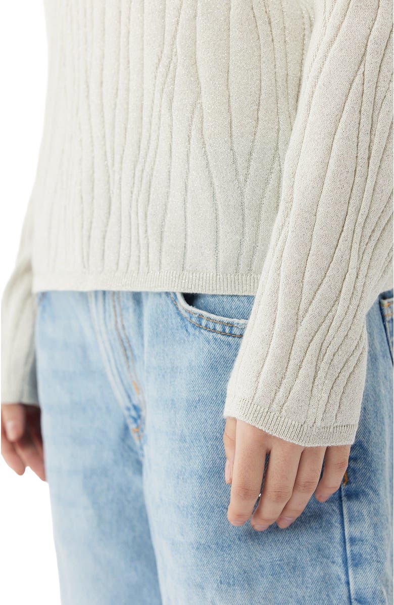 GOBI Mongolian Cashmere Cashmere Silk Sweater with Silver Threading, Alternate, color, Whisper White