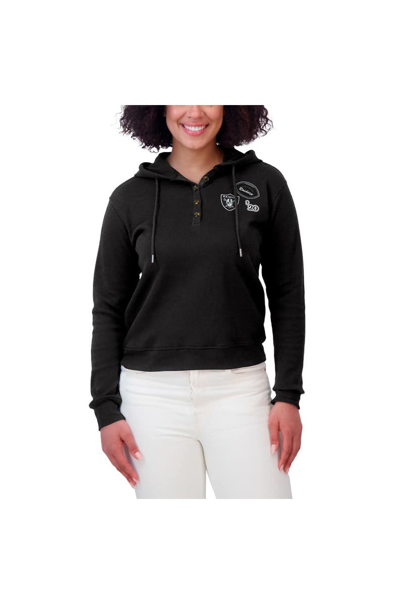 WEAR by Erin Andrews Women's WEAR by Erin Andrews  Black Las Vegas Raiders Waffle Hoodie Pullover Top, Alternate, color, Black