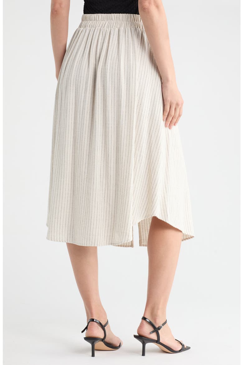 Stripe Tie Waist Midi Skirt, Alternate, color, LINEN