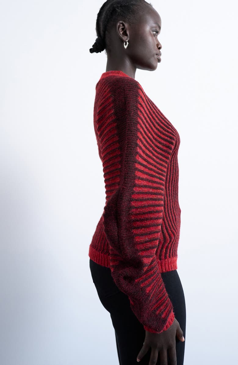 Topshop Structured Rib Sweater, Alternate, color, Red