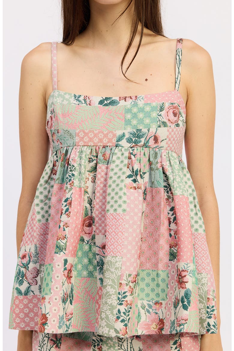 Gigi Babydoll Top, Alternate, color, PINK IVORY SAGE