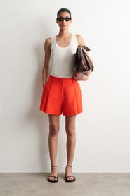 COS Pleated Belted Linen Shorts