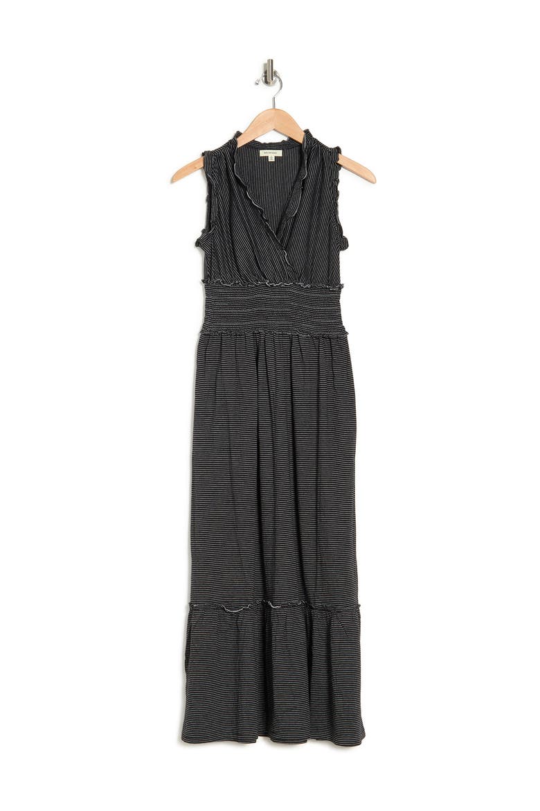 Textured Knit Ruffle Midi Dress, Alternate, color, BLACK/ WHITE