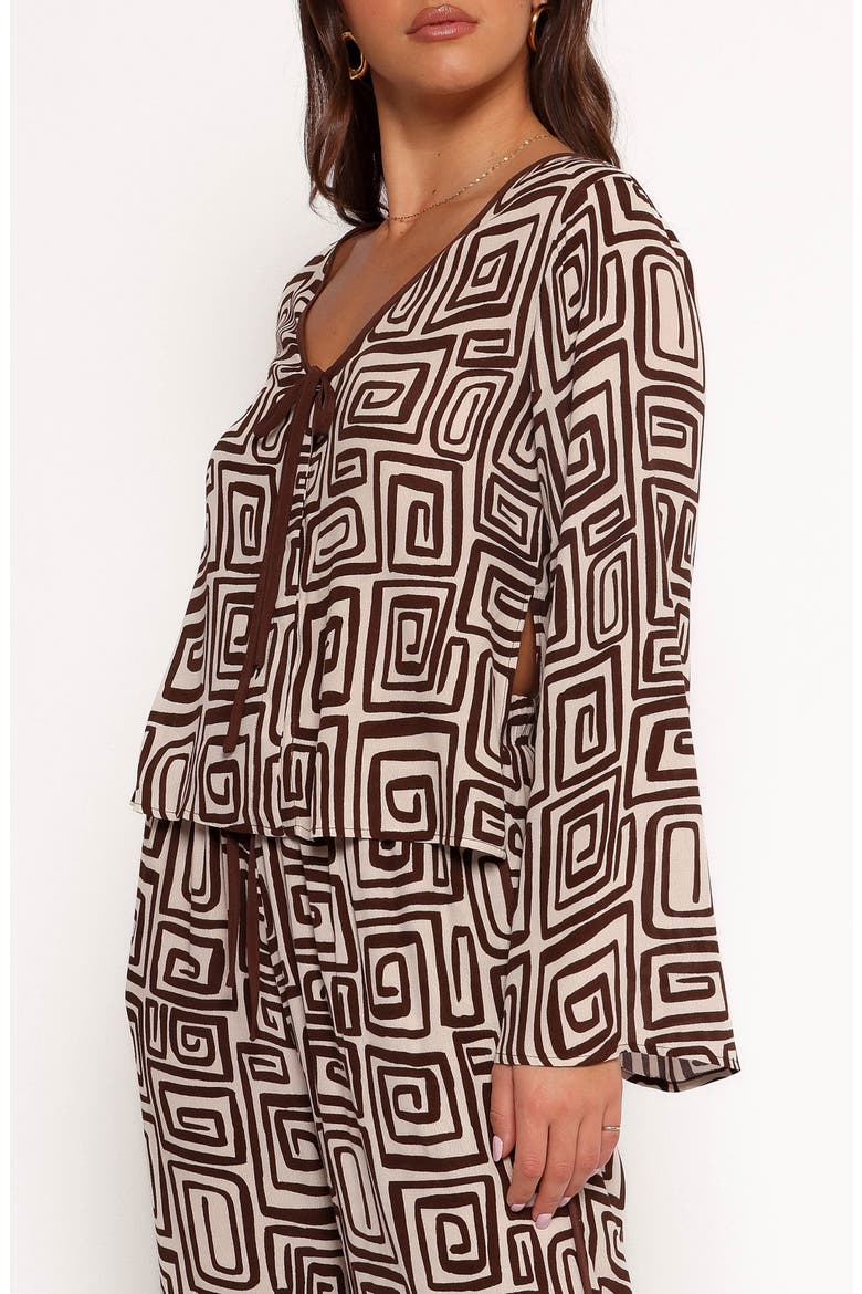 Imogen Abstract Print Long Sleeve Top, Alternate, color, CHOCOLATE BROWN PRINT