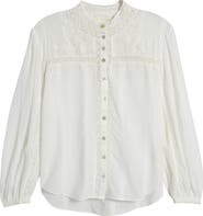 LoveShackFancy Ronda Lace Inset Cotton Blouse