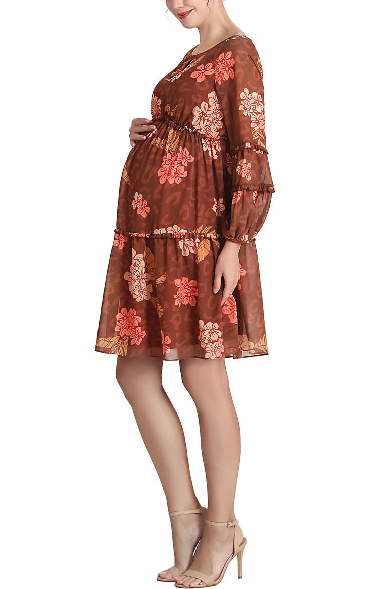 Abby Long Sleeve Maternity Babydoll Dress, Alternate, color, Multicolored
