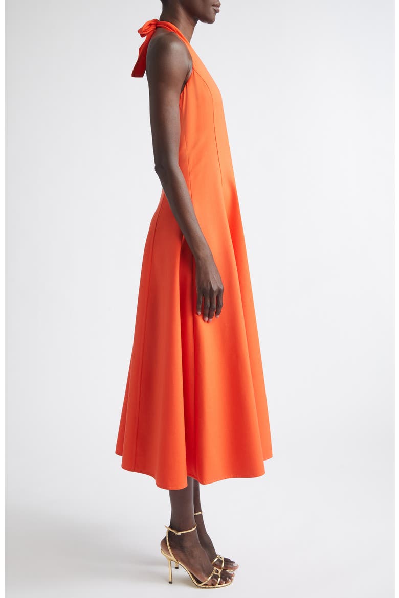 Halter Neck Stretch Wool Fit & Flare Dress, Alternate, color, PAPRIKA