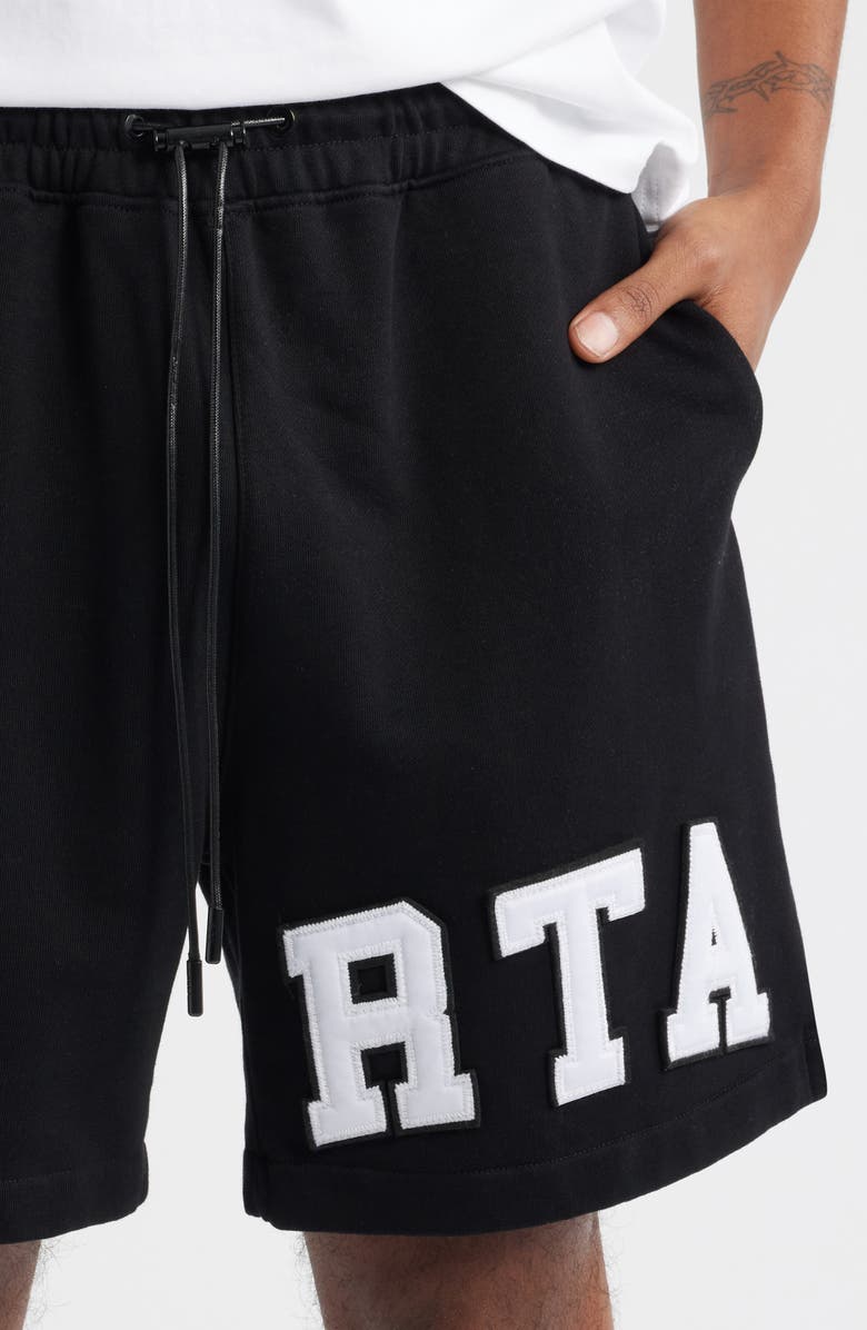 RtA Owen Cotton Drawstring Sweat Shorts, Alternate, color, Black Collegiate