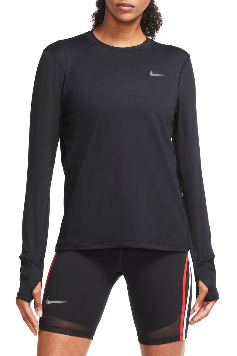 Element Dri-FIT Running T-Shirt, Main, color, BLACK/ REFLECTIVE SILVER