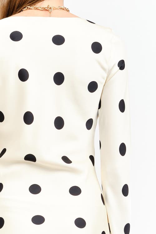 Sisterly Clara Polka-dot Long Sleeve Gown In Neutral