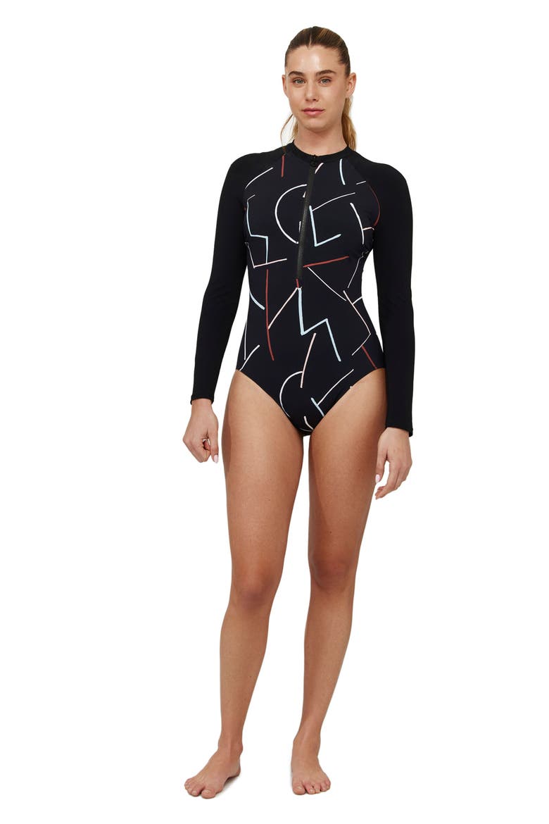 Kai Long Sleeve One Piece, Main, color, Multi Black