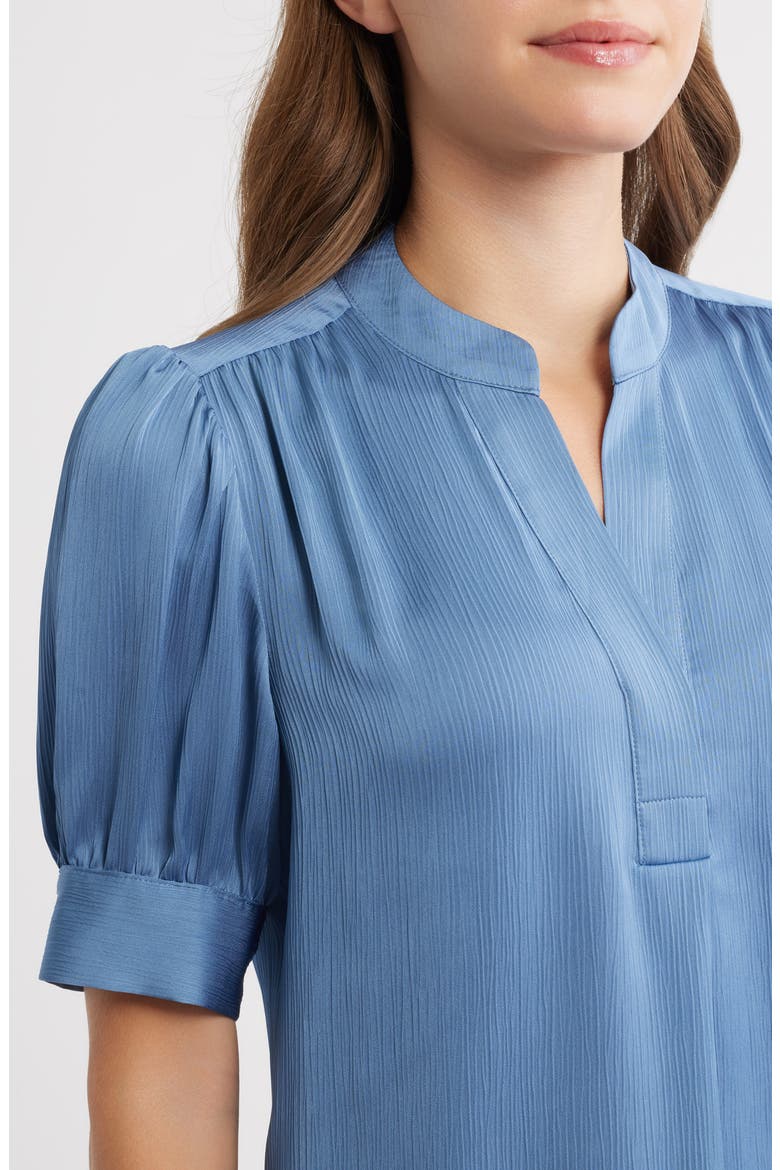 Puff Sleeve Hidden Button Top, Alternate, color, DUTCH BLUE