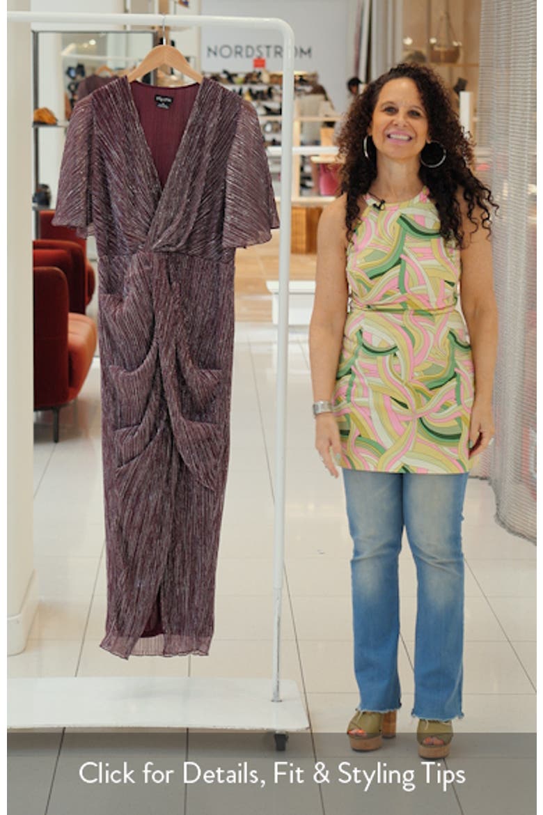 Macy Metallic Flutter Sleeve Maxi Dress video