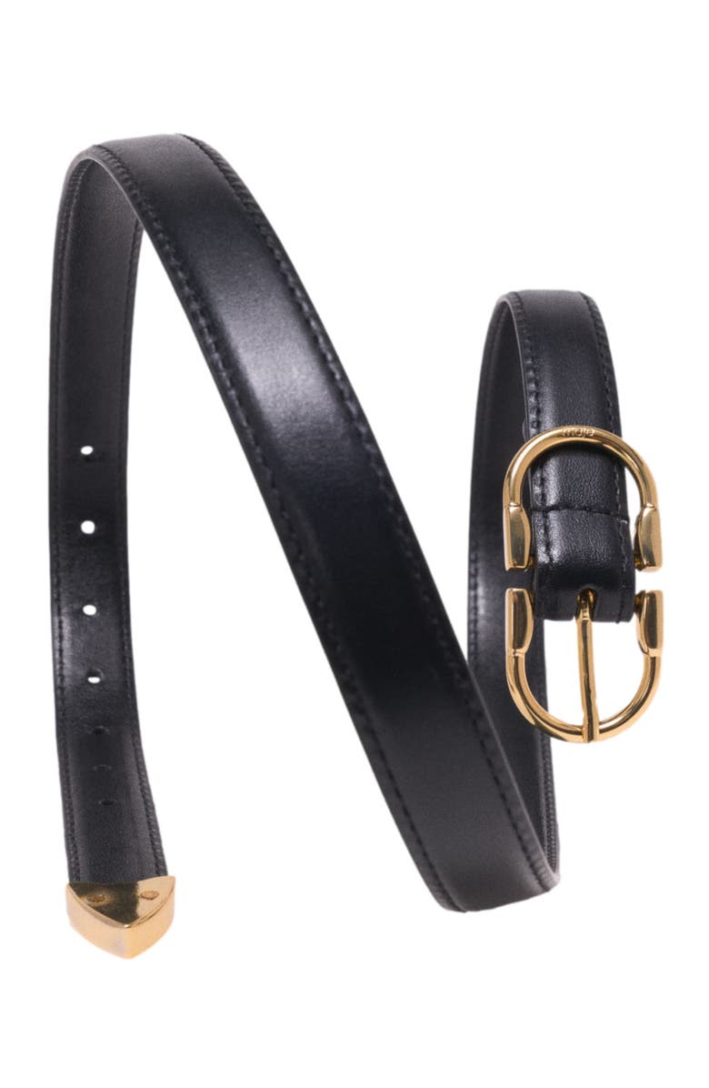 maje Double-buckle leather belt, Alternate, color, Black