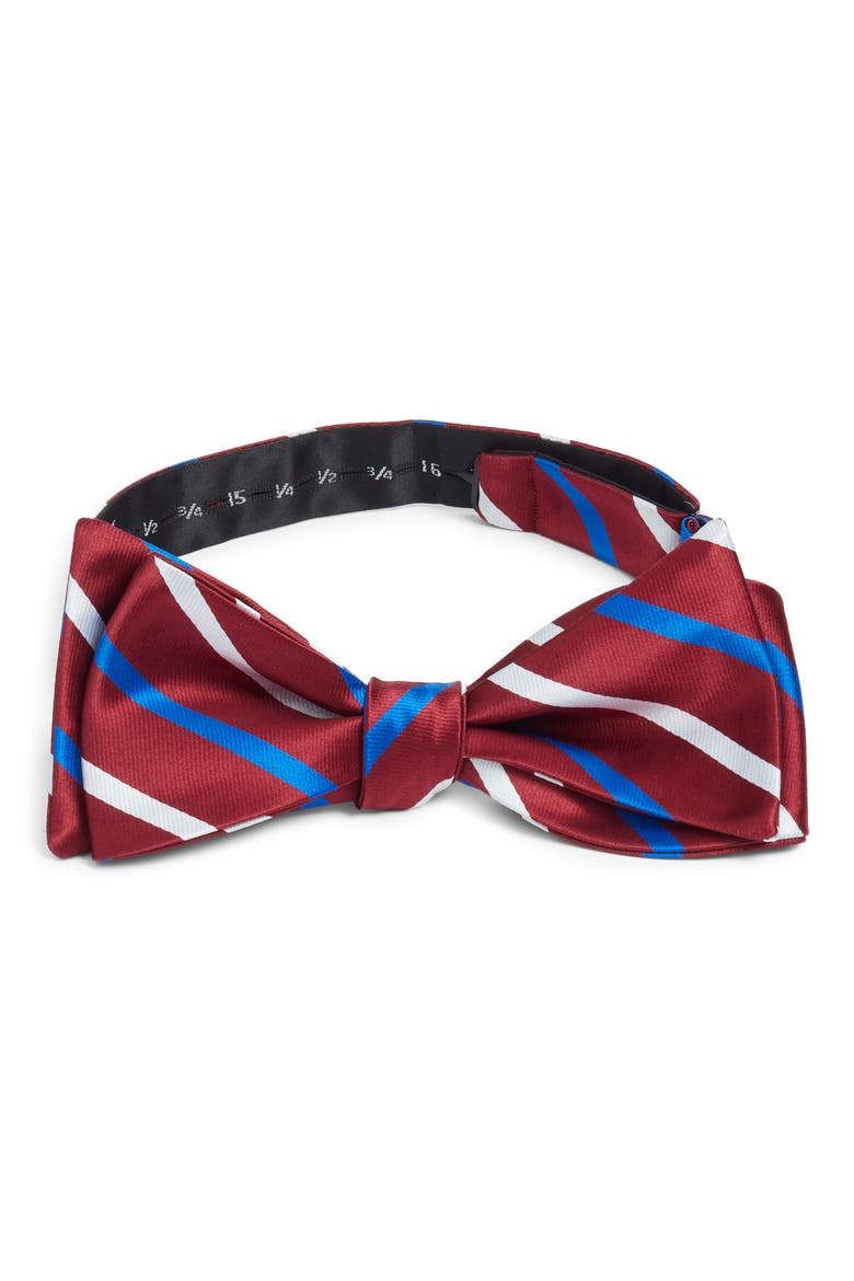 Stripe Silk Bow Tie, Main, color, MAROON