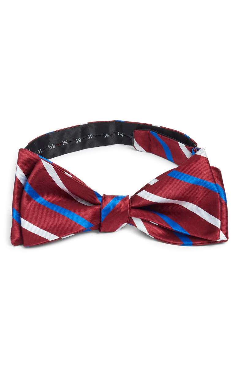 CLIFTON WILSON Stripe Silk Bow Tie, Main, color, Maroon