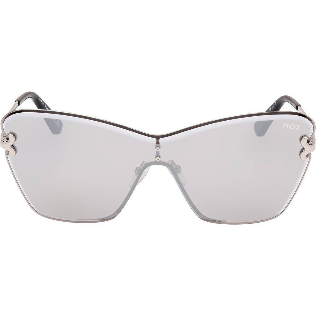 Pucci Women's Butterfly Shield-frame Smoke Mirrored Silver-tone Sunglasses In Multi