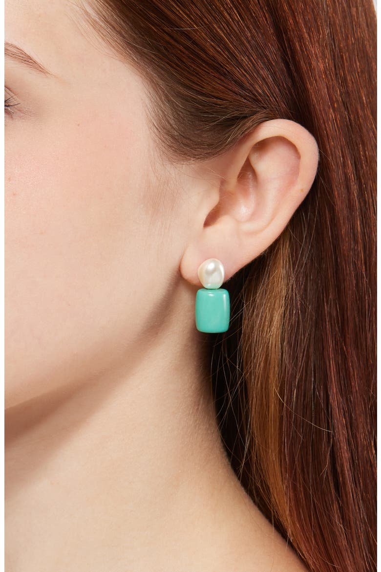 Pebble Stud Earrings, Alternate, color, TURQUOISE SEA