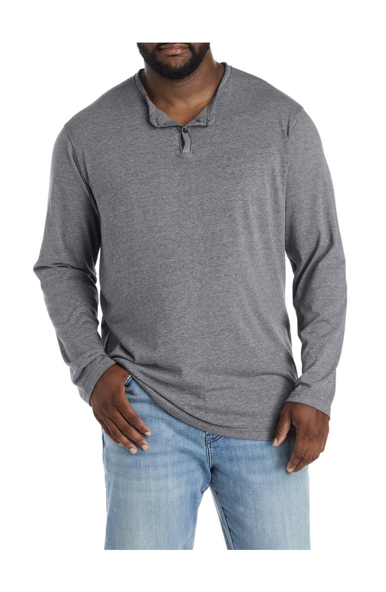 Lucky Brand Big & Tall Venice Burnout Notched Henley Long-Sleeve Shirt, Main, color, Jet