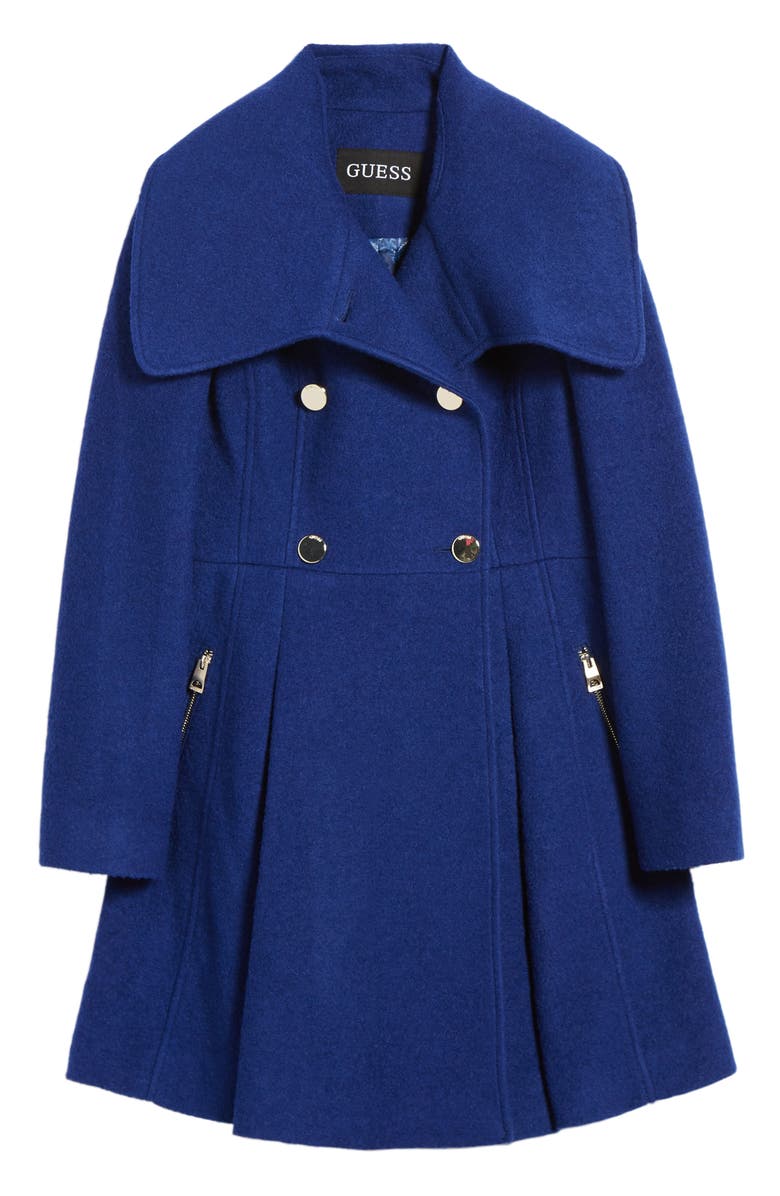 GUESS Envelope Collar Double Breasted Coat, Alternate, color,