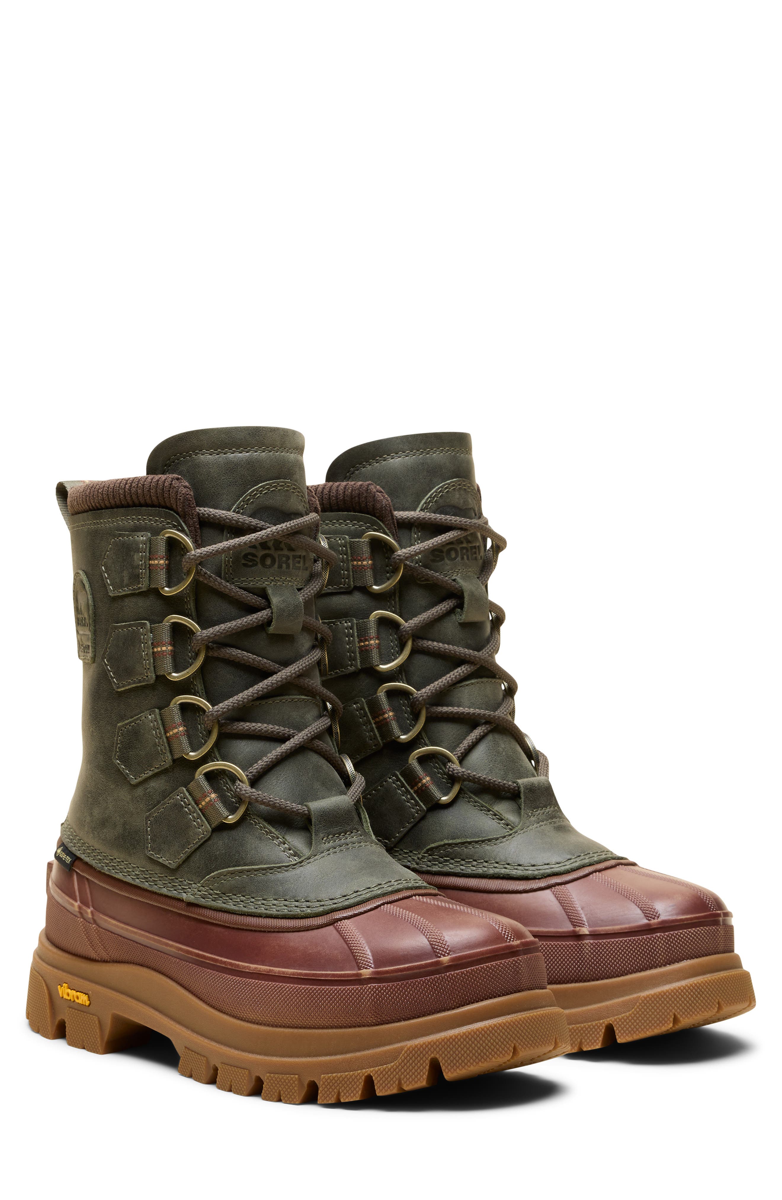 SOREL x Barbour Caribou Horizon Gore-Tex<sup>®</sup> Weatherproof Boot, Main, color, Alpine Tundra/ Gum 10