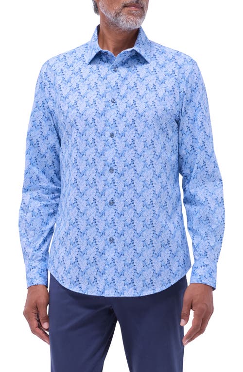 Bugatchi Jimmy Ooohcotton® Leaf & Diamond Print Button-up Shirt In Air Blue