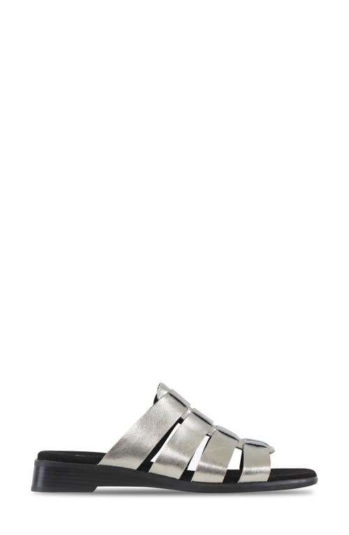 Munro Carrera Sandal In Silver Metallic Calf Leather