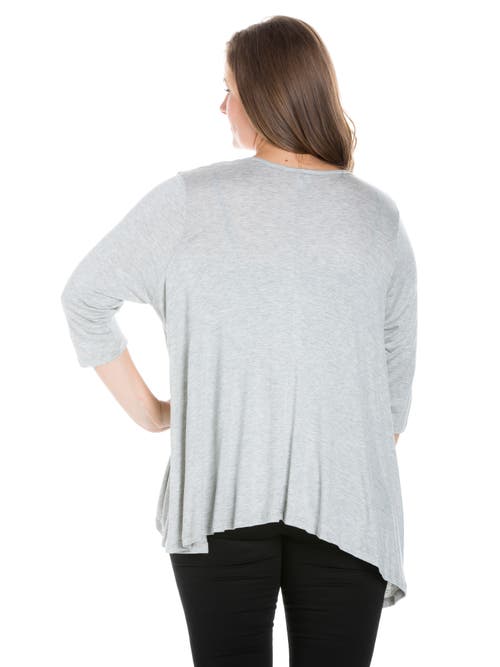 24seven Comfort Apparel Elbow Length Sleeve Open Cardigan In Gray
