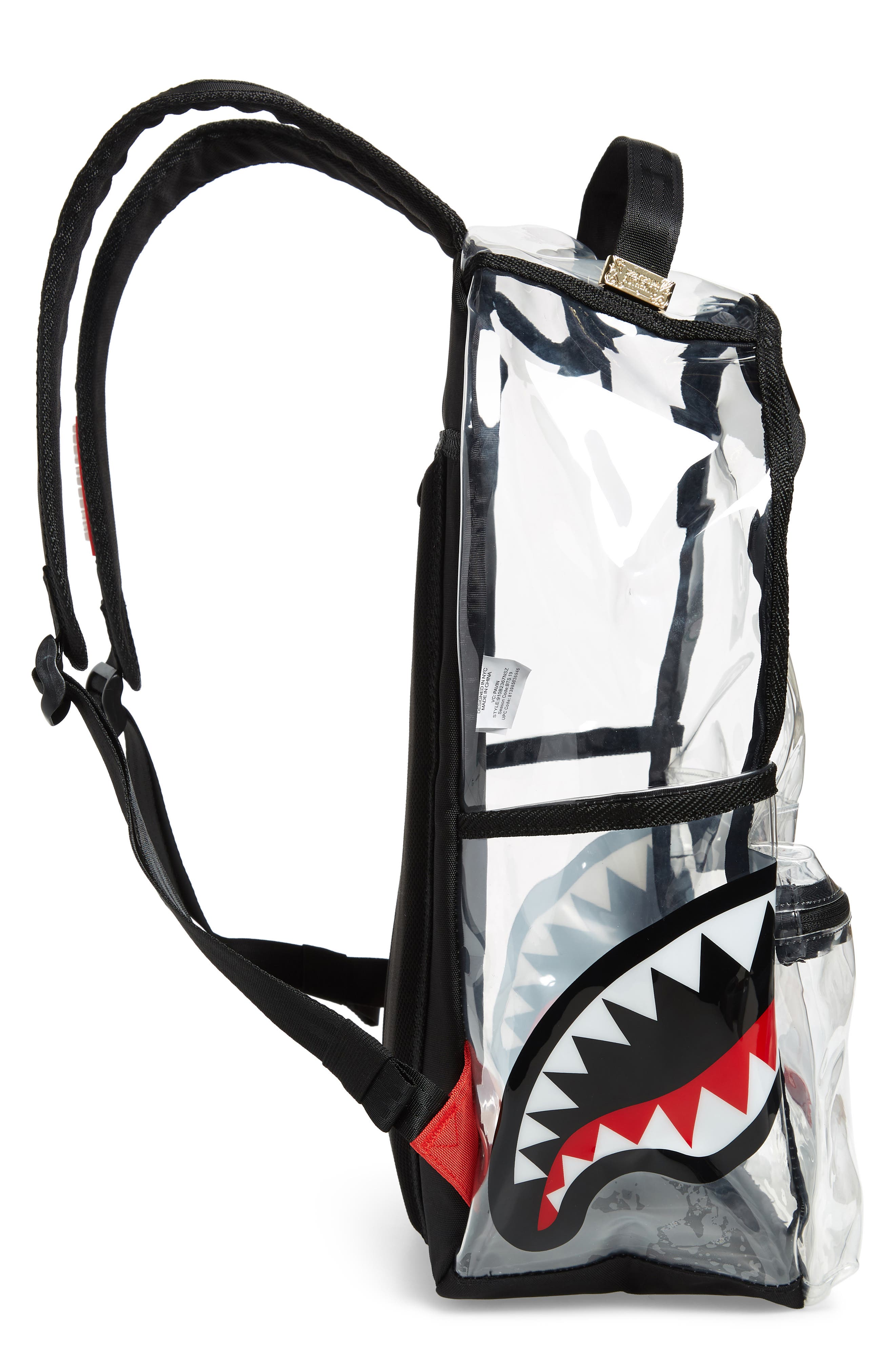 Sprayground 20/20 Double Cargo Side Shark Clear Backpack, Alternate, color, 