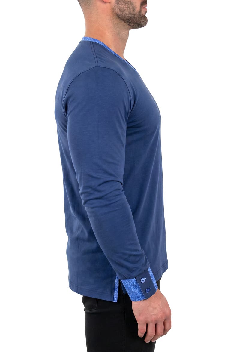 Edison Stretch Cotton Long Sleeve V-Neck T-Shirt, Alternate, color, BLUE
