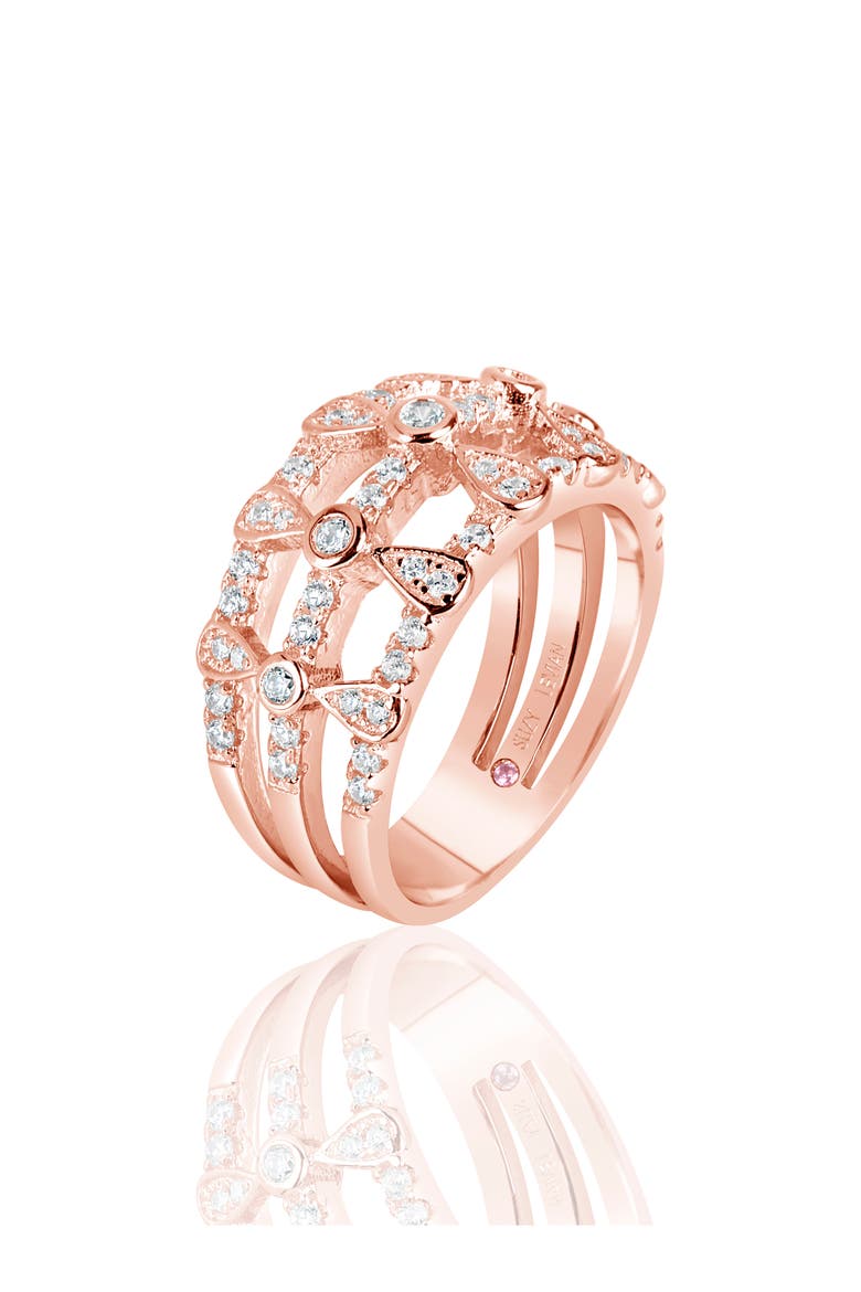 Three Row Multishape Ring, Alternate, color, ROSE
