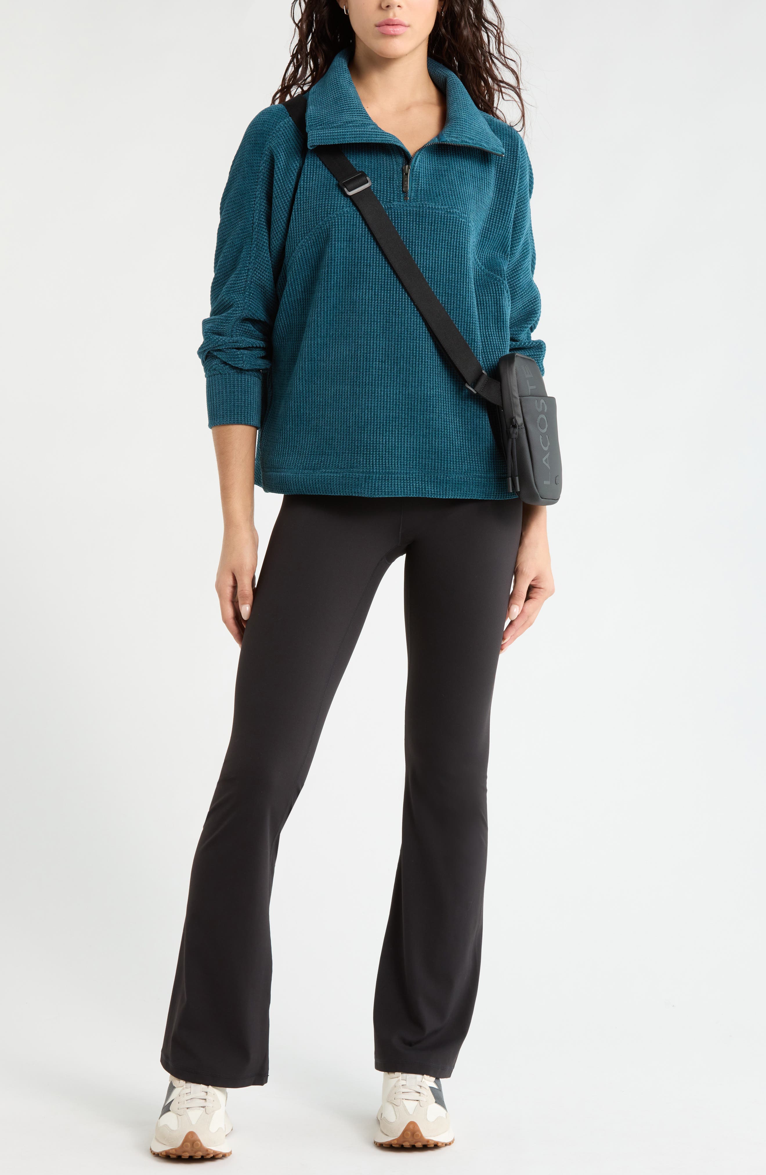 るる  Half Zip Waffle Stitch Sweatshirt (Women) | Nordstrom