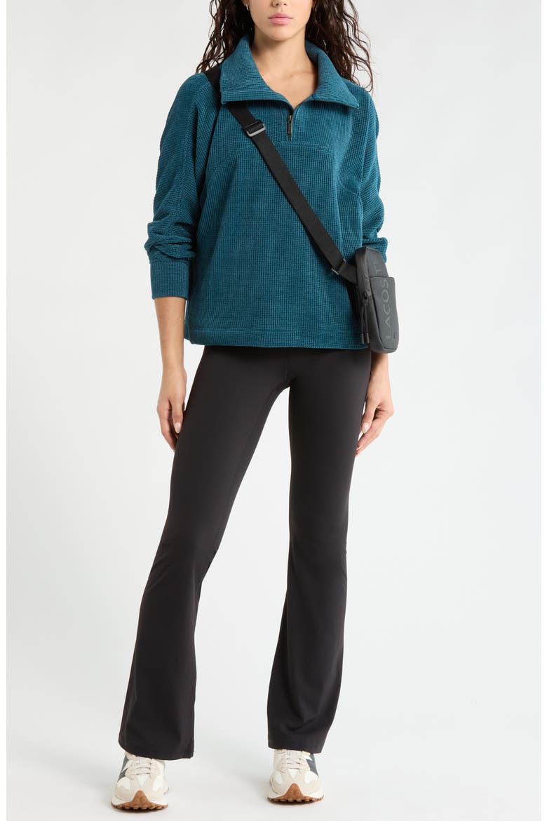 Half Zip Waffle Stitch Sweatshirt, Alternate, color, TEAL SEAGATE MARL
