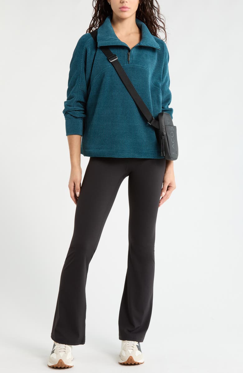 Zella Half Zip Waffle Stitch Sweatshirt, Alternate, color, Teal Seagate Marl