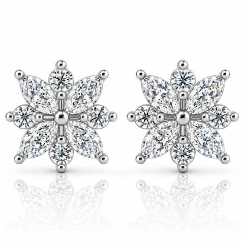 1/2ct Marquise Star Diamond Earrings 14k Gold Earrings Lab Grown