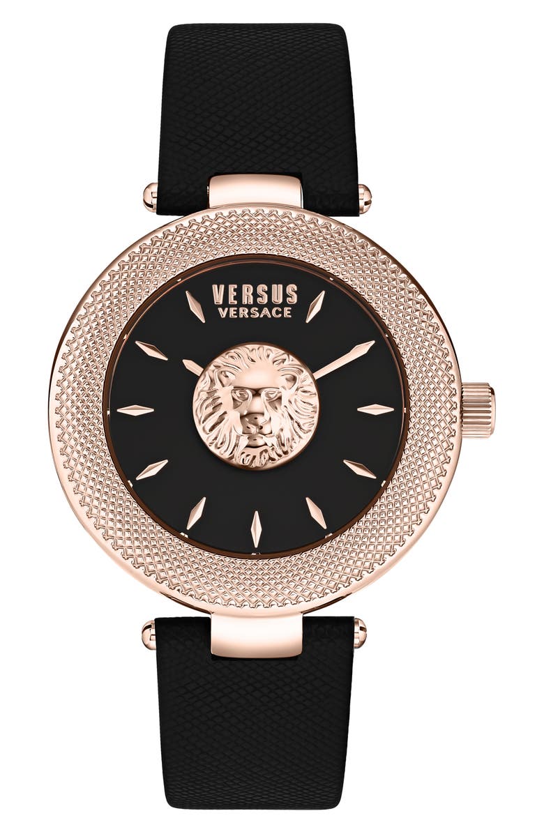 VERSUS Versace Brick Lane Two-Hand Quartz Leather Strap Watch, 40mm, Main, color,